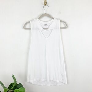 LNA Revolve White Cotton Neck Cutout Tank Top Sz XS